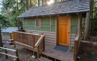 cabin 3. One queen bed and one bunk bed.